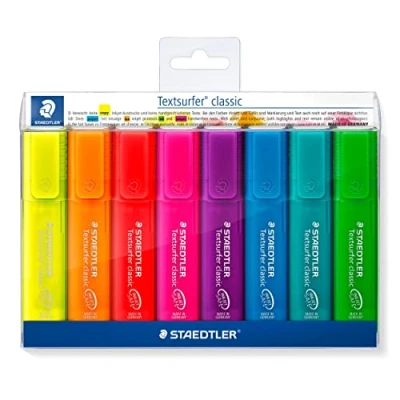 Obrázek STAEDTLER 364 P WP8 Textsurfer classic rainbow colours zvýrazňovač propagační pouzdro 6 kusů + 2 zdarma, tříděné