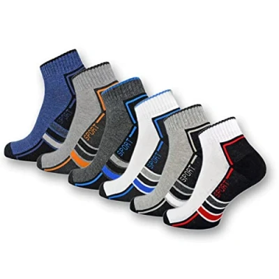 Obrázek Sneaker ponožky Quarter sportovní pánské a dámské (6 nebo 12 párů) polstrované froté podrážkou prodyšná bavlna, 6 párů mix barev (16215/20)