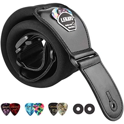 Obrázek LEKATO 3&#039;&#039; breiter Gitarrengurt Memory gepolsterter Schultergurt, verstellbare Länge von 45 Zoll bis 55 für Gitarrenbass, entwickelt schwere Gitarrenbass