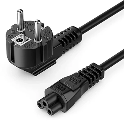 Obrázek deleyCON 2m síťový kabel Napájecí Ochranný kontakt Konektor typ F (CEE 7/4) 90 závitovaný na IEC C5 zdířka 2,5 ampérů čtyřlístková spojka TV Monitor obrazovka Laptop Notebook zdroj