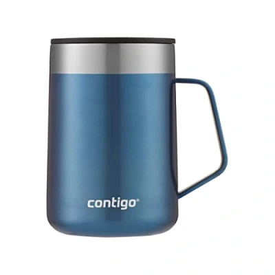 Obrázek Contigo Streeterville Desk Mug, izolovaný termohrnek s uchem z ušlechtilé oceli, hrnek na kávu to go, udrží a čaj teplé až 5 hodin, ideální pro kancelář doma, 420 ml, modrý