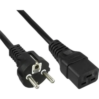 Obrázek PremiumCord síťový kabel 230 V 3 m, napájecí s ochranným kontaktem na zdířce pro studená zařízení C19, IEC 320, PC póly, 16 A, barva černá