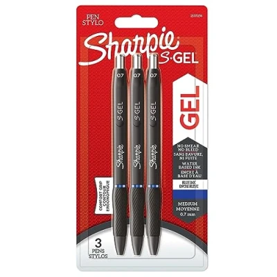 Obrázek SHARPIE S Gel Gelstifte mittlere Spitze (0,7 mm) Gelschreiber mit blauer Tinte 3 Stück