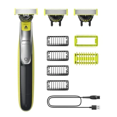 Obrázek Philips OneBlade 360 Face &amp; Body elektrický zastřihovač vousů, holicí strojek a pro zastřihování, styling holení, 3x čepelí, 4x zastřihovací nástavce (1,2,3,5 mm), 2x