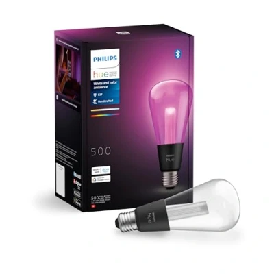 Obrázek Philips Hue Chytrá lampa Lightguide, tvar Edison, ST70, bílé a barevné světlo, kompatibilní s Bluetooth, hlasové ovládání asistenty Alexa, Apple Home Google Assistant