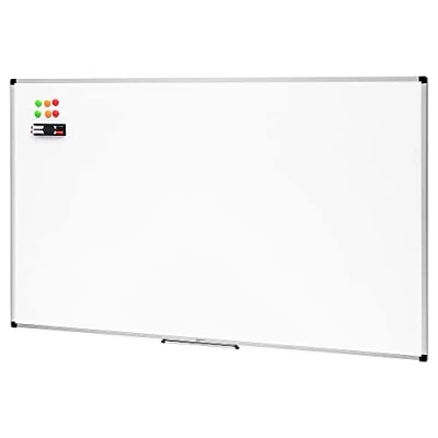 Obrázek Amazon Basics Magnetická bílá tabule s odkládací plochou na tužku a hliníkovými lištami, lze za sucha stírat, 90 x 60 cm (Š V),