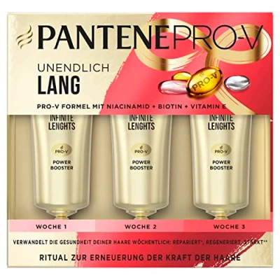Obrázek Pantene pro V Power Booster intenzivní péče o vlasy (3x 15 ml), nepoddajné vlasy, vlasová kůra, suché lesklá, proti zacuchání vlasů