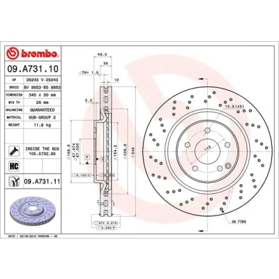 Obrázek Brembo 09.A731.11 COATED DISC LINE brzdový kotouč 1 kus