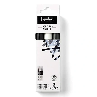 Obrázek Liquitex 3699242 Professional Paint akrylové barvy popisovače, umělecké pigmenty na kreslení, malování papír, plátno, textil, jemná krajka 3 zvýrazňovače sada monochromatických