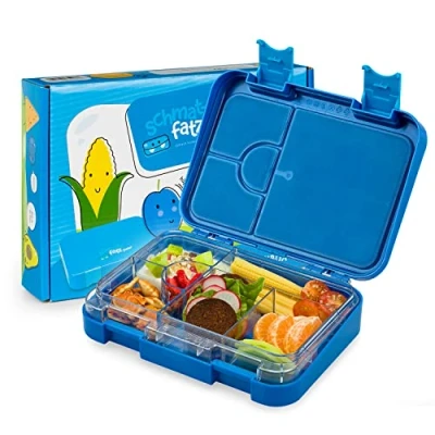 Obrázek schmatzfatz Junior Krabička na svačinu pro děti oběd bez BPA Bento Box Perfektní do školy i cesty žirafa modrá