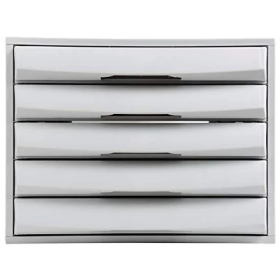 Obrázek Exacompta 22040D Premium odkládací Box s 5 uzavřenými zásuvkami pro dokumenty DIN A4+. Zatížitelný vysokou kapacitou více místa na psacím stole The světle šedý