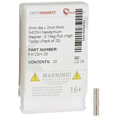 Obrázek First4magnets F412SH 25 Durchmesser x 2mm dicken N42SH Neodym Magneten 0,15 kg ziehen (hohe Temperatur) (Packung mit 25), Silver, 10 3 cm, 20 Stück