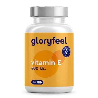 Obrázek Vitamín E 210 kapslí 400 IU bioaktivní vitamin v jedné kapsli vysoká dávka pro zásobování 7 měsíců laboratorně testováno a vyrobeno Německu