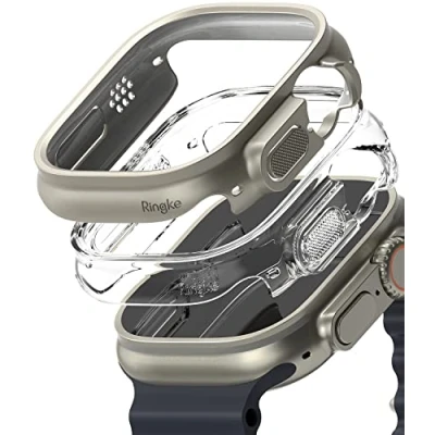 Obrázek Ringke Slim Case [2 kusy] Kompatibilní s Apple Watch Ultra 2 (2023) / 49 mm obal tvrdý PC Cover Clear &amp; Titanium Gray