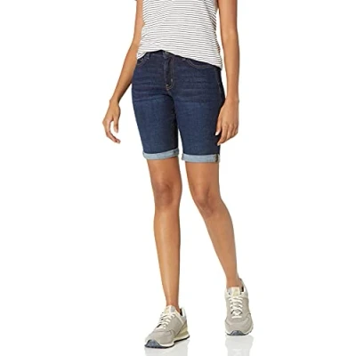 Obrázek Amazon Essentials Dámské úzké 23 cm bermudy z denimu, tmavé sepraní, 42