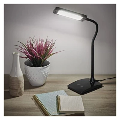 Obrázek EMOS LED stolní lampa EDDY 6 W, max. jas 480 lm, nastavitelná barva světla 3000 K/4500 K/6800 K, životnost hodin, černá, Ra&gt;83