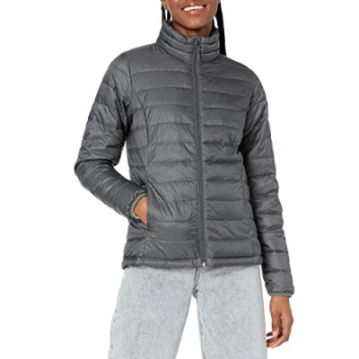 Obrázek Amazon Essentials Dámská lehká, bunda s dlouhými rukávy, odpuzující vodu, sbalitelná (k dostání v nadměrné velikosti), tmavě šedá melírovaná, XL