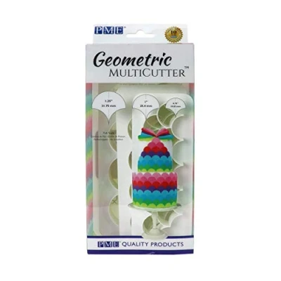 Obrázek PME GMC194 Geometric MultiCutter Fish Scale/Scallop, Set of 3 Geometrischer Ausstechformen, Fischschuppen, kleinstückigem, mittelgroßer und großformatigen, ABS Kunststoff, Mehrfarbig