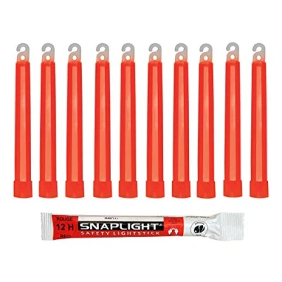Obrázek Červená svítilna Cyalume SnapLight Glow Sticks (Pack 10) 15 cm svítící tyčinky s háčky na konci Ultra Bright Light 12 hodinovou světelností