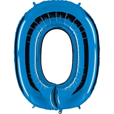 Obrázek PartyMarty Grabo_000B P Ballon číslice v modré XXL obrovský počet 100 cm k narozeninám výročí &amp; Co Devět Party dárek dekorace Fóliový balónek Happy Birthday (číslo 0)
