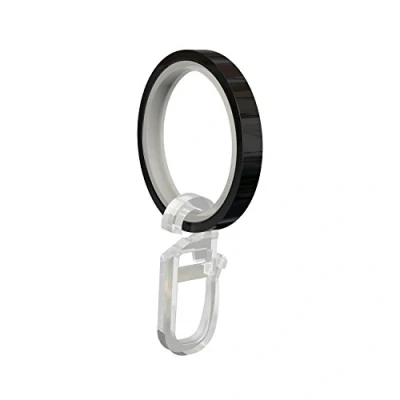 Obrázek Flair Deco prstence s Gleiteinlage A Faltenhaken, Gardinenringe pro 16/20 mm Ø záclonové tyče, 24 kusů, kov, Černá, 33/24