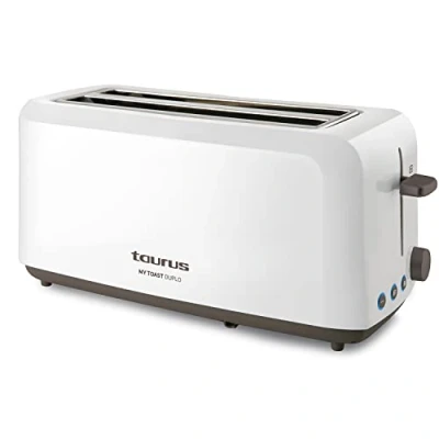 Obrázek Taurus Toaster Mytoast Duplo breite Toastschlitze 1450W Stopp , Wiederaufwärm und Auftaufunktion 7 Toaststufen Automatisches Zentrieren Krümelschublade