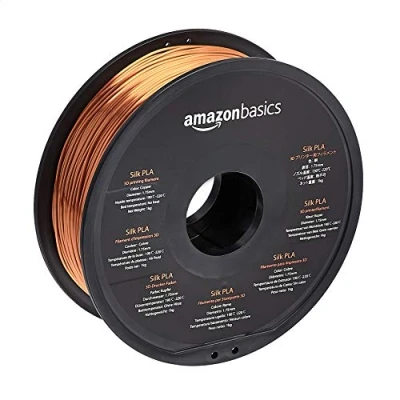 Obrázek Amazon Basics Filament pro 3D tiskárnu ze SILK PLA plastu, 1,75 mm, cívka 1 kg, měď