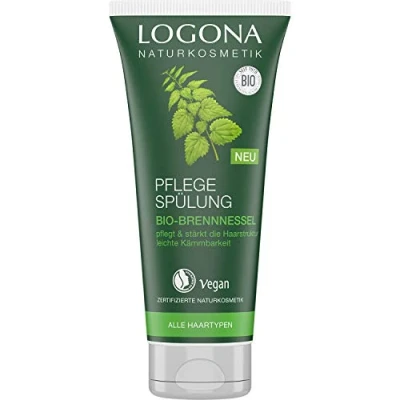 Obrázek LOGONA Naturkosmetik Ošetřující kondicionér Bio kopřiva, přírodní pro všechny vlasy, intenzivní péče měkké lepší rozčesávání, veganské a bez silikonu, 200 ml
