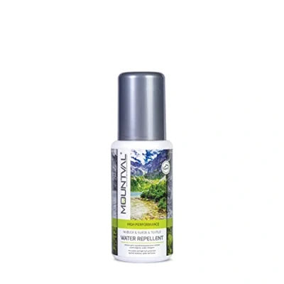 Obrázek Mountval Water Repellent, vodoodpudivá impregnace pro semiš, nubuková kůže a textil, transparentní (neutrální), 100. 00 ml, průhledné