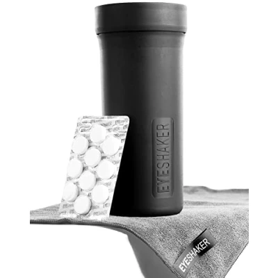 Obrázek EYESHAKER Sada patentovaný přístroj na čištění brýlí v kompletním balení s EYE SHAKER, speciálním čističem a hadříkem z mikrovlákna Inovativní jako od optika pro