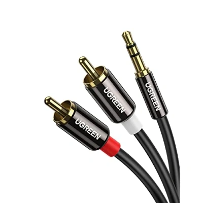 Obrázek Ugreen cinch stereo kabel s jack konektorem 3,5 mm, 2x cinch, audiokabel malým kovovým 1m
