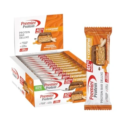 Obrázek Premier Protein Bar Deluxe 40% Peanut máslo Chocolate 12 x 50 g Low Sugar Carb bez palmového oleje