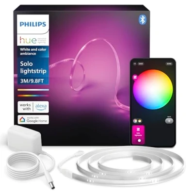 Obrázek Philips Hue Základní sada pro vnitřní 3m Smart LED Solo Lightstrip, balení 1 ks, ovládání pomocí aplikace Hue, funguje s hlasovými asistenty Alexa, Google Assistant a Apple HomeKit