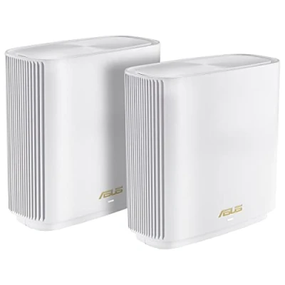 Obrázek ASUS ZenWiFi XT9 AX7800 2er Set Weiß kombinierbarer Router (Tethering als 4G und 5G Ersatz, Whole Home Tri Band AI Mesh WiFi 6 System, 2.5G Port, Abdeckung von bis zu 530qm / 6+ Räumen)