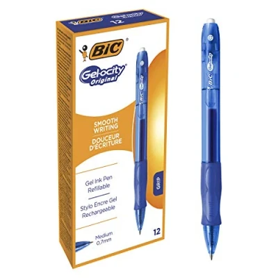 Obrázek BIC Gel ocity originální kuličkové pero, gelové tužky v modré, tloušťka tahu střední, plnitelné, 12 ks balení