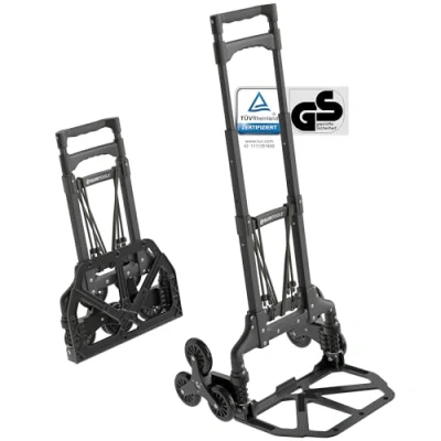 Obrázek ATHLON TOOLS Hliníkový schodišťový vozík skládací extra dlouhá rukojeť 110 cm nakládací plocha s protiskluzovými podložkami vč. 2 expandérů model 2025