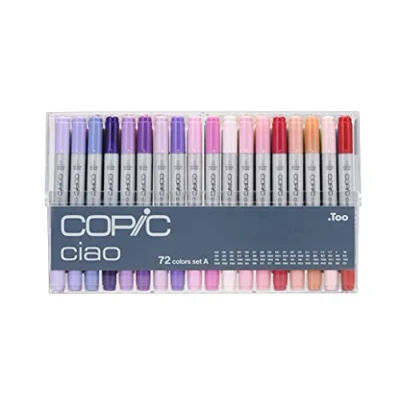 Obrázek COPIC Ciao Marker Set a se 72 barvami, univerzální zvýrazňovač rozvržení, na bázi alkoholu, v praktickém akrylovém displeji pro uložení snadné vyjmutí