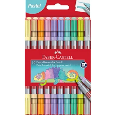 Obrázek Faber Castell 151112 sada fixů pastelové, 10 s dvojitými vlákny pro děti a dospělé