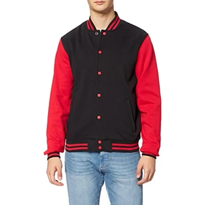 Obrázek Build Your Brand Pánská bunda Sweat College bunda, vysokoškolská pro muže k dostání v mnoha barvách, velikostech S 5XL, Vícebarevné (Blk/Red 00044)
