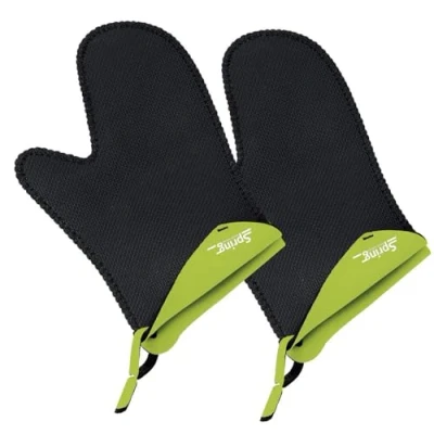 Obrázek Spring Grips chňapky žáruvzdorné Neopren 40 až 250 C protiskluzové univerzální velikost, 23 x 15 cm Černá, světle zelená sada chňapek