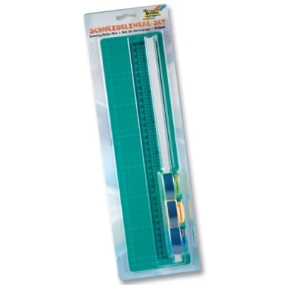 Obrázek folia 23003 Sada pravítka na řezání, 35 cm pravítko s řezným vedením a řeznou podložkou, 3 vyměnitelné válečky pro hladký, vlnitý perforovaný řez
