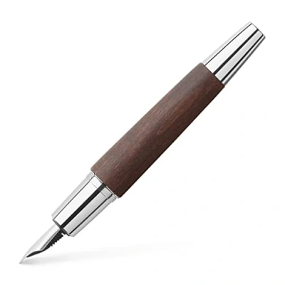 Obrázek Faber Castell 148210 plnicí pero e motion dřevo, tmavě hnědá, šířka pera M, včetně dárkového balení a konvertoru