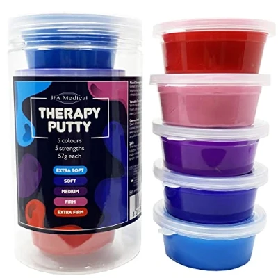 Obrázek JFA Medical Terapeutická hmota 57 g, 5 různých tloušťek, alternativních barev, putty pro ruční trénink, terapii, modelovací