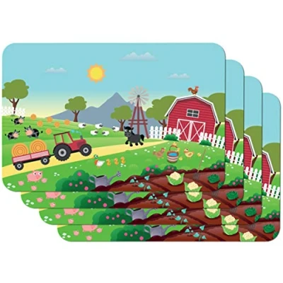 Obrázek Venilia Tischset Kids Bauernhof, Malunterlage, Zeichenunterlage, Platzset für Esszimmer, lebensmittelecht, 45 x 30 cm, 4 Stück, 59112