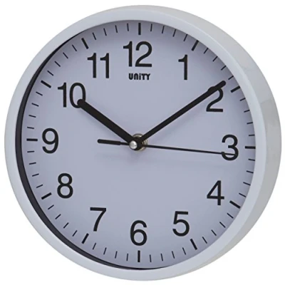Obrázek Unity Nástěnné hodiny, klip na kolo, Silent Sweep, moderní, bílá, 20 cm