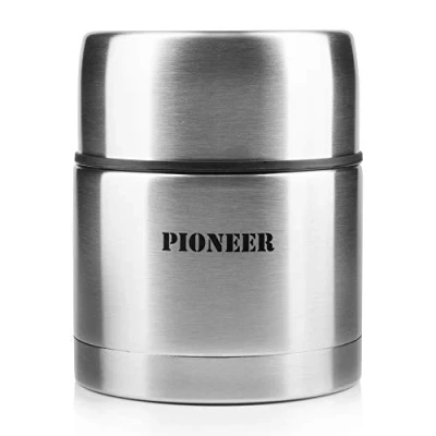 Obrázek Termonádoba na jídlo Pioneer 0,5 l ušlechtilá ocel dvouplášťová izolační nádoba polévku 8 hodin horká 24 studená bez BPA kartáčovaná