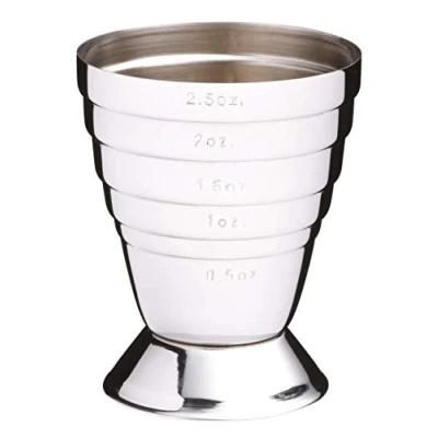 Obrázek Bar Craft Jigger odměrka, na alkohol, ušlechtilá ocel, s 6 značkami rozměrů, objem 75 ml, 7 cm x 5,5