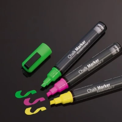 Obrázek SIGEL GL182 křídový popisovač barevný, klínový hrot 1 5 mm, omyvatelný, fluorescenční, 3 barvy