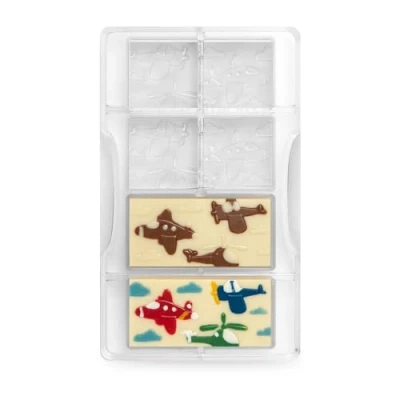 Obrázek DECORA 0050137 PRALINENFORM TÄFELCHEN MIT FLUGZEUGEN &amp; HUBSCHRAUBERN
