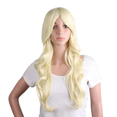 Obrázek MapofBeauty Charmantní plastová vlákna dlouhé vlnité paruky pro ženy party plné (světlá blond)